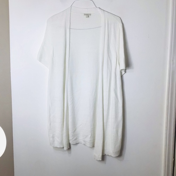 Talbots linen cardigan women one size medium white short sleeve long - Picture 1 of 8